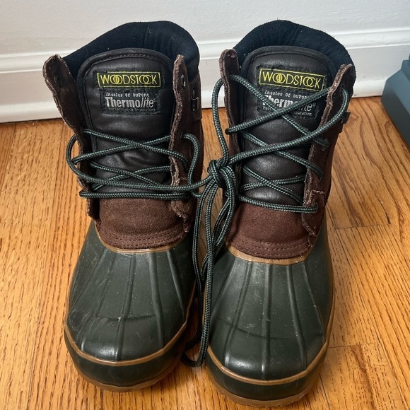 Woodstock Men\'s Green Brown Thermolite Duck Bean Boots Size 9 Outdoors Camping main image 8